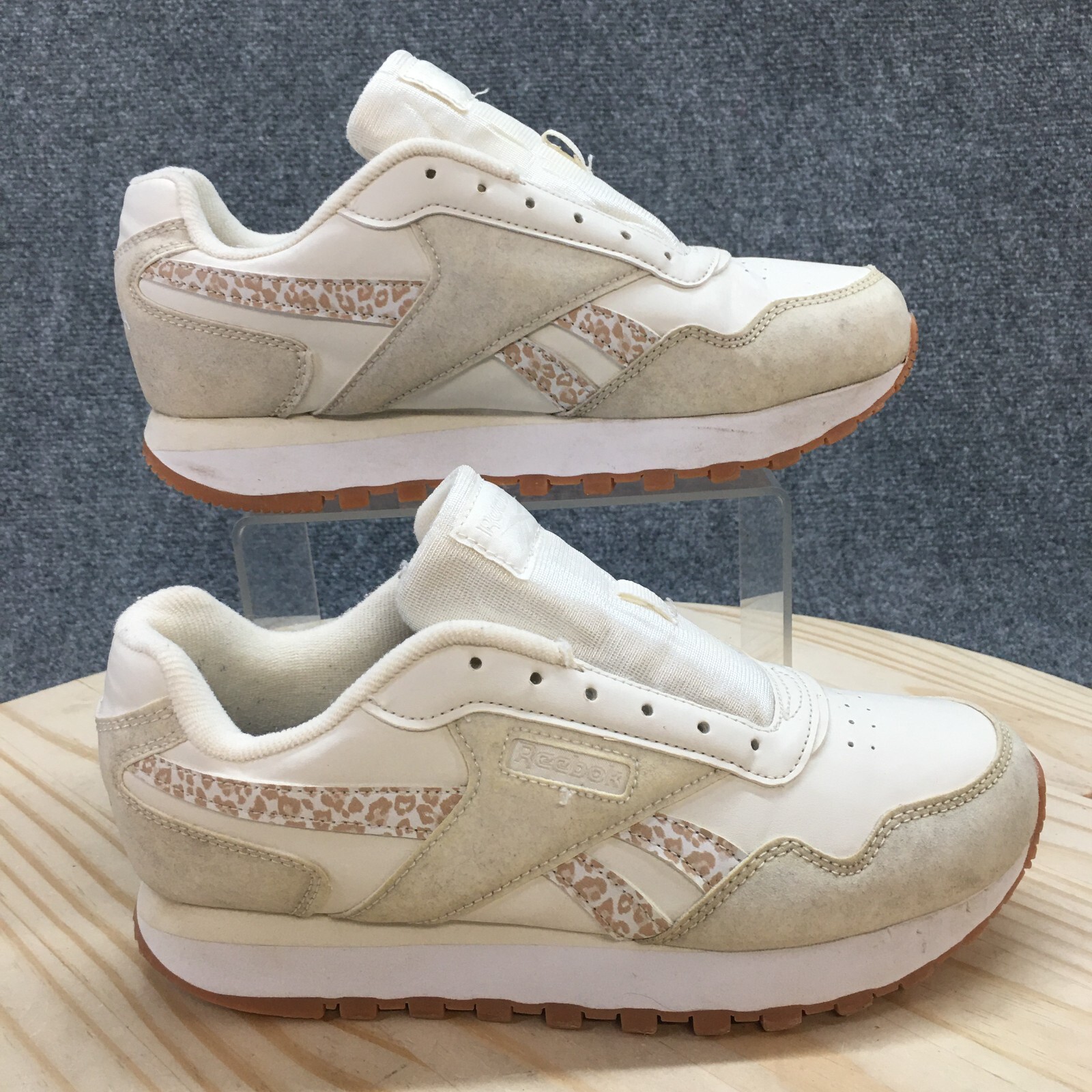 Reebok Shoes Womens 8 Classic Leopard Print Sneakers AR30142W White Leather