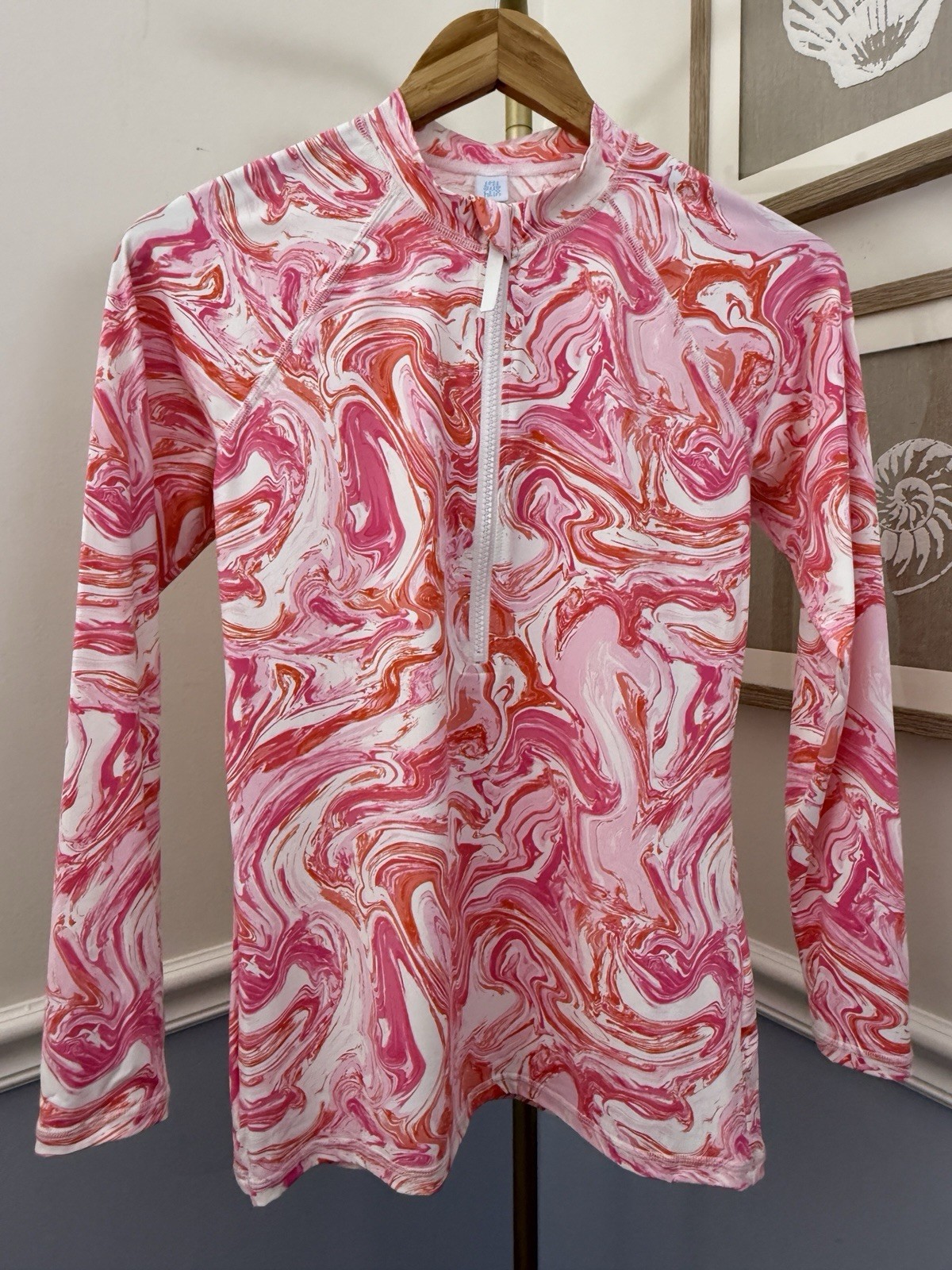 ⭐J McLaughlin- Women’s MEDIUM Pink & White 1/4 Zip Performance Stretch Top