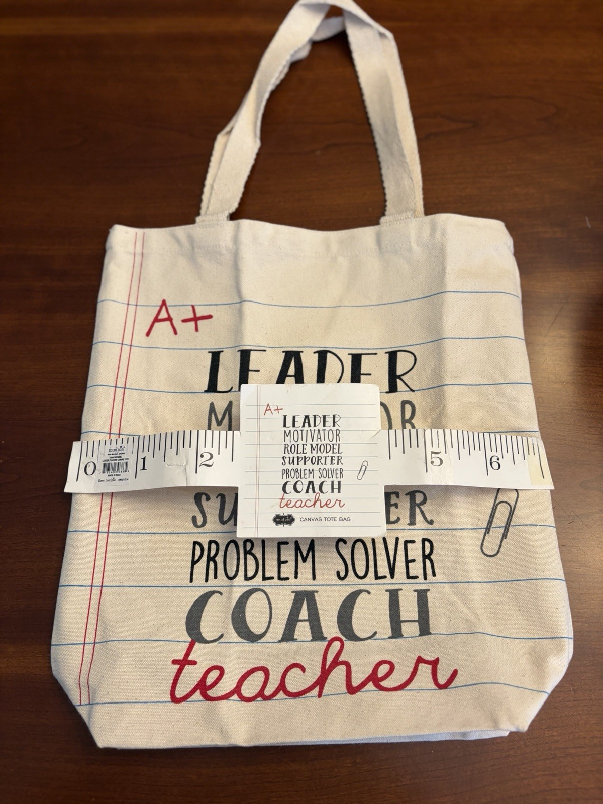 NWT Mud Pie Leader Teacher Canvas Tote Bag | Teacher Gift | Back to School