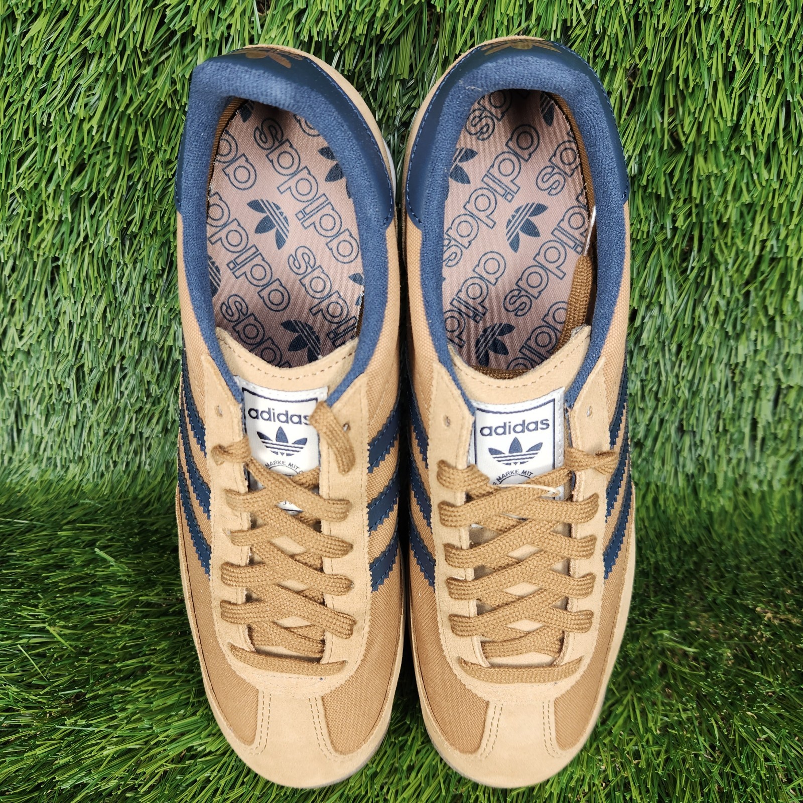 Adidas SL 72 RS Mens Brown /Navy Blue Stripe Gum Bottom Sneaker Originals JR8770