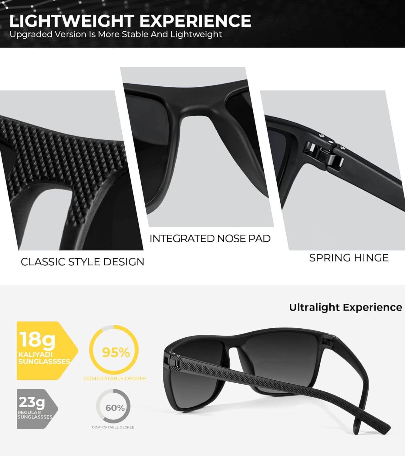 KALIYADI Polarized Sunglasses for Men, Medium, (3 Pack) Black/Ice Blue/Red