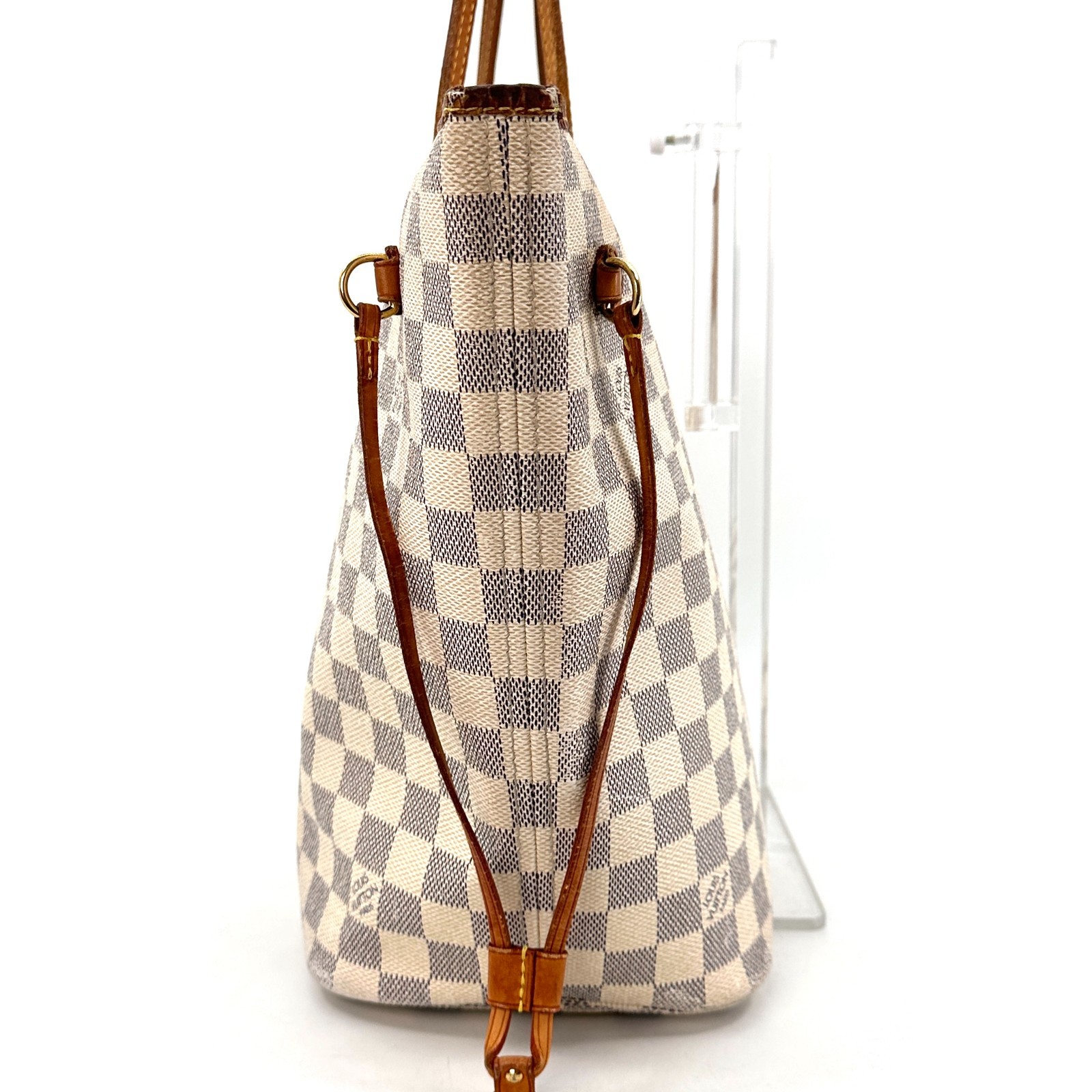 LOUIS VUITTON Neverfull MM Tote Bag PVC Leather Damier Azur Auth France 0316