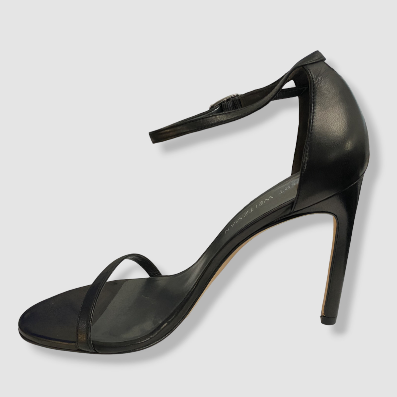 $475 Stuart Weitzman Women’s Black Nudistcurve Leather Sandal Shoes EU 40/US 9.5