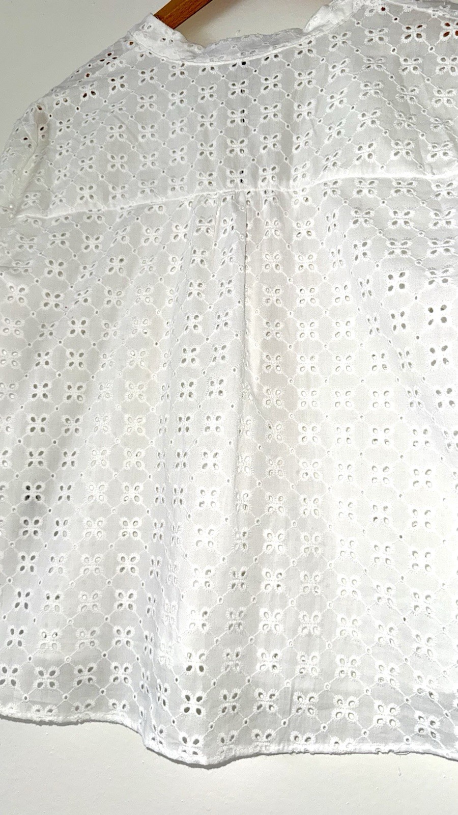 NWT Zara White Eyelet Embroidered Cotton Blouse Top Size L