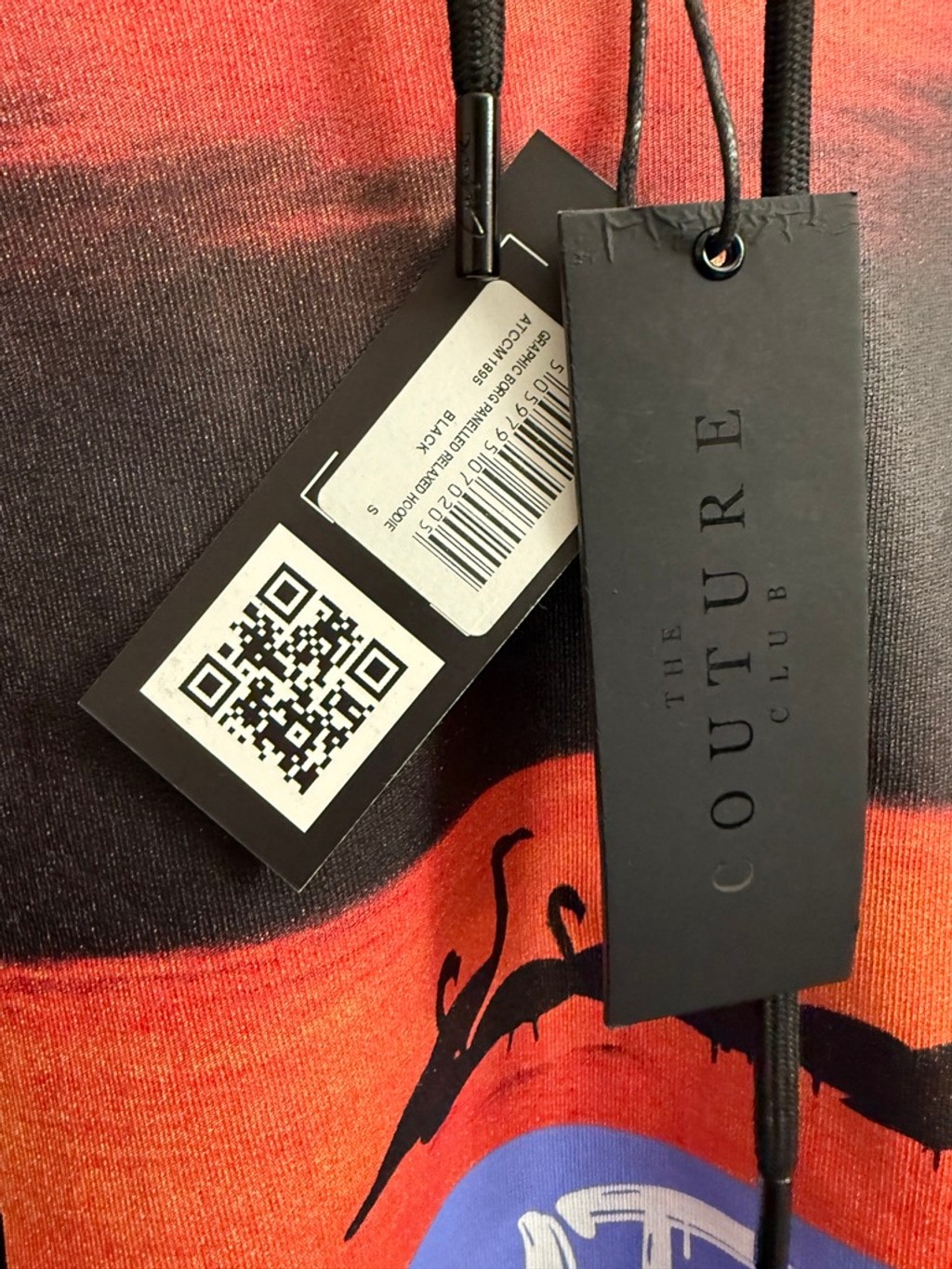 Couture Club Graphic Hoodie with Sherpa Lined Hood Size S NWT