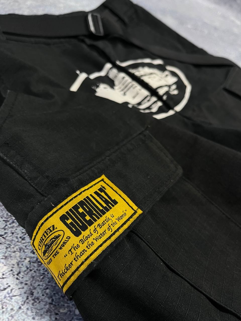Corteiz alcatraz Big Logo Utility Cargo Drill Shorts Black Men’s US 30 / EU 46