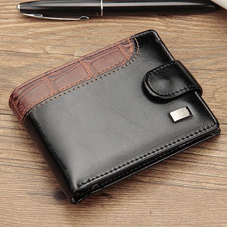 Men’s Leather Bifold Wallet ID Credit Card Holder Money Coin Purse With Hasp US