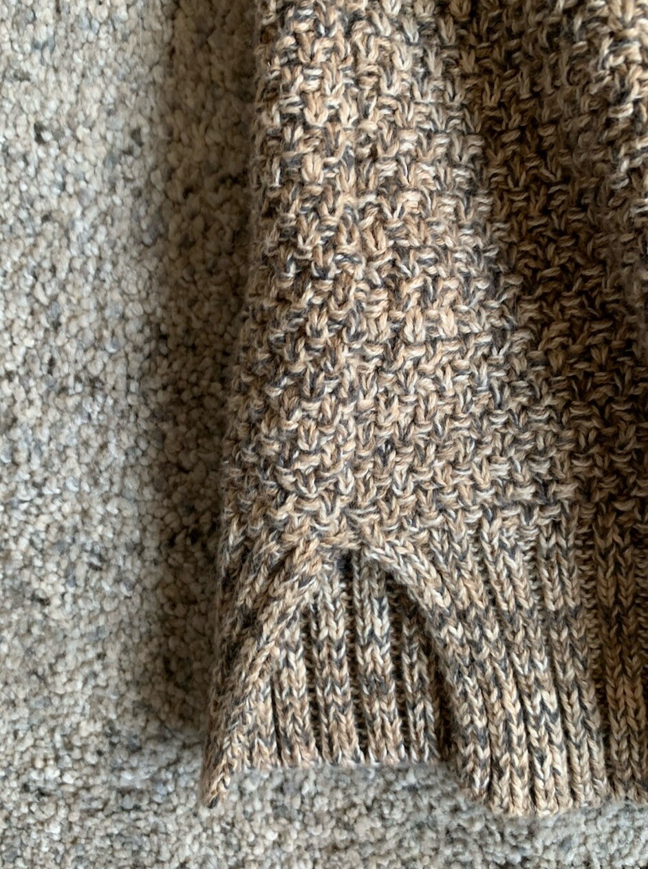 Jeanne Pierre Womens Cable Knit Long Sleeve Tan Long Sweater With Pockets SMALL