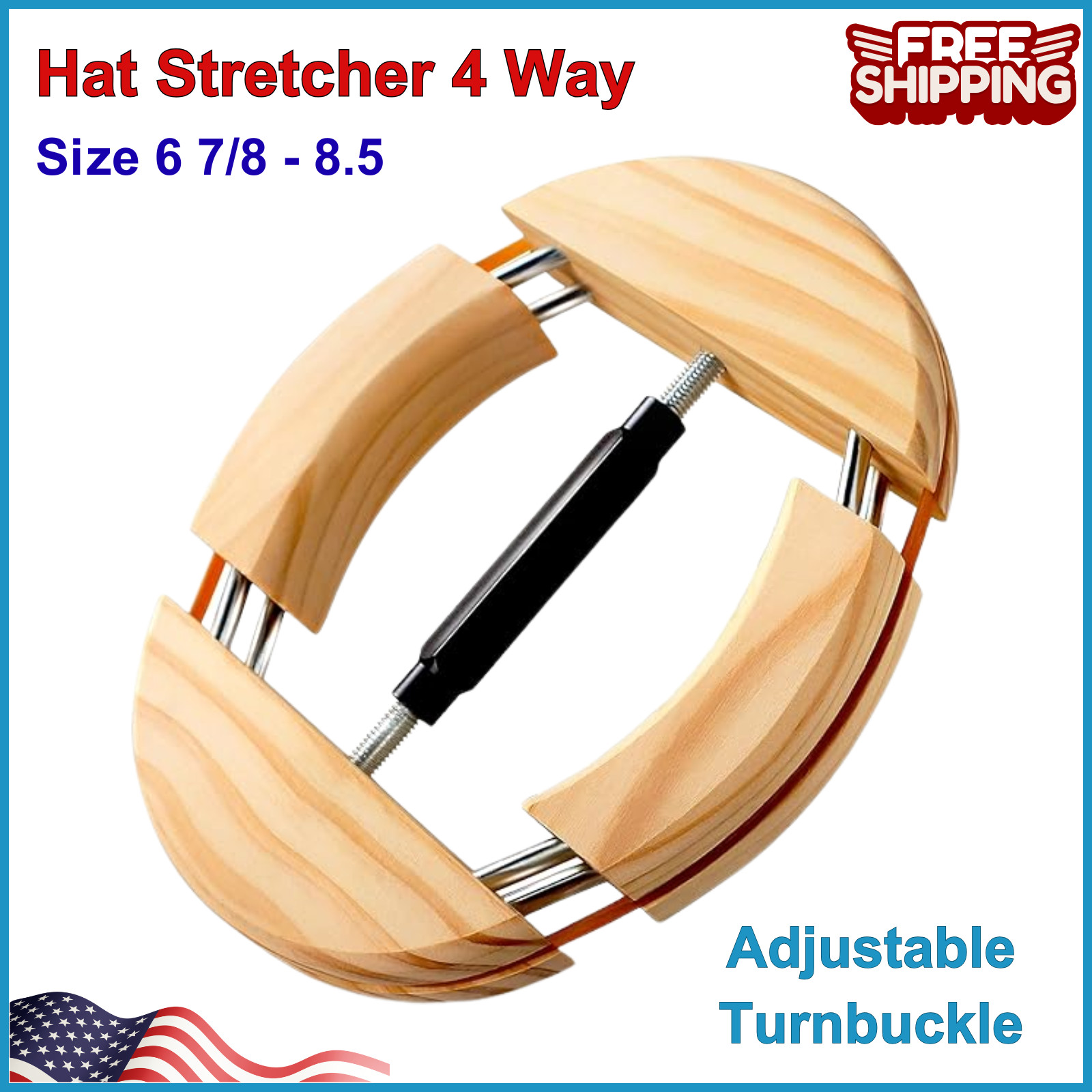 Hat Stretcher 4 Way, Hat Stretcher for Fitted Hats Size 6 7/8 to 8 1/2, Hat Jack