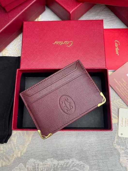Cartier Must de Cartier Red Leather Card Holder Wallet Luxury – NIB