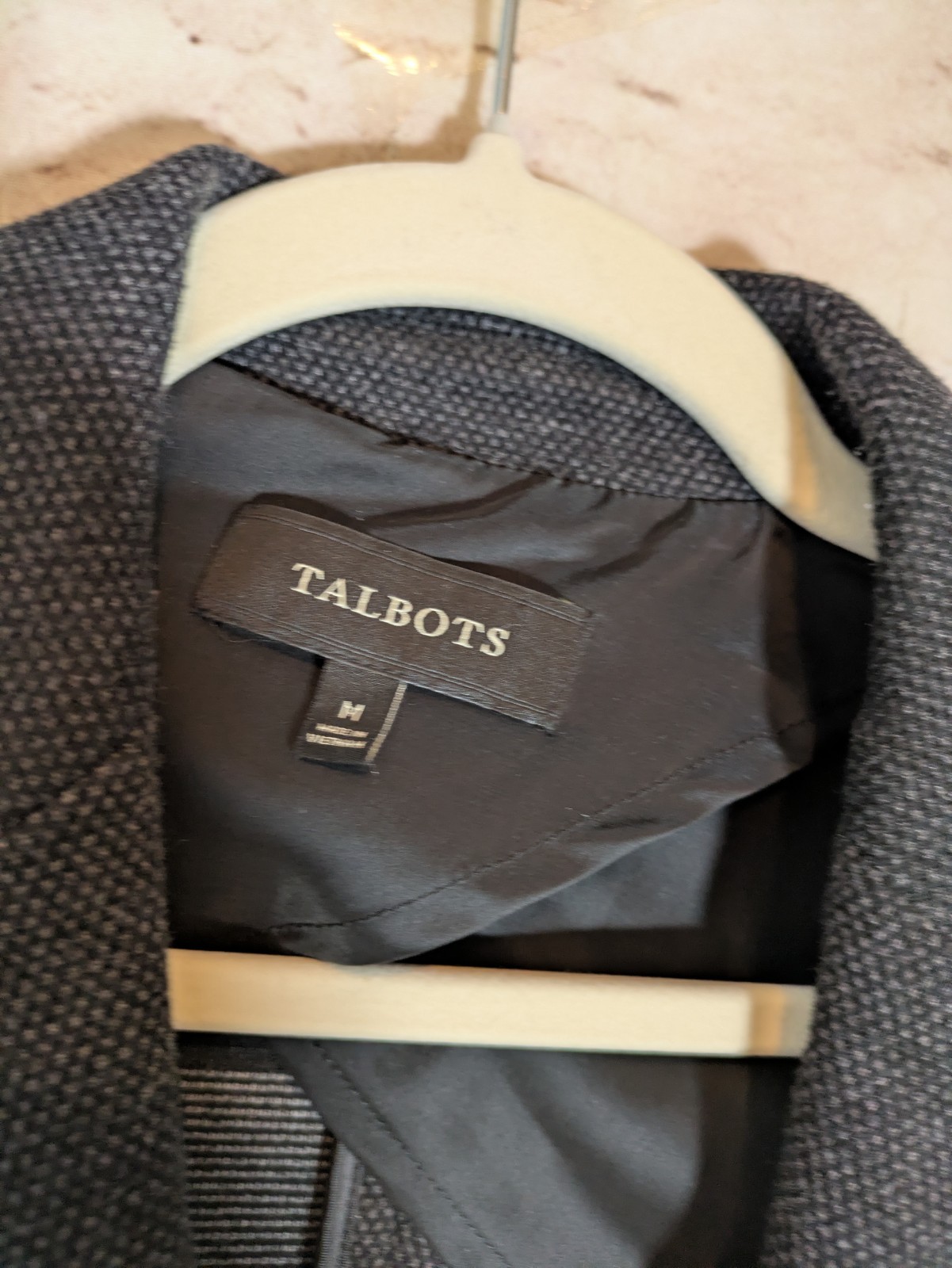 Talbots Tweed Blazer 10 In Charcoal Grey Two Button Heavyweight Office Career