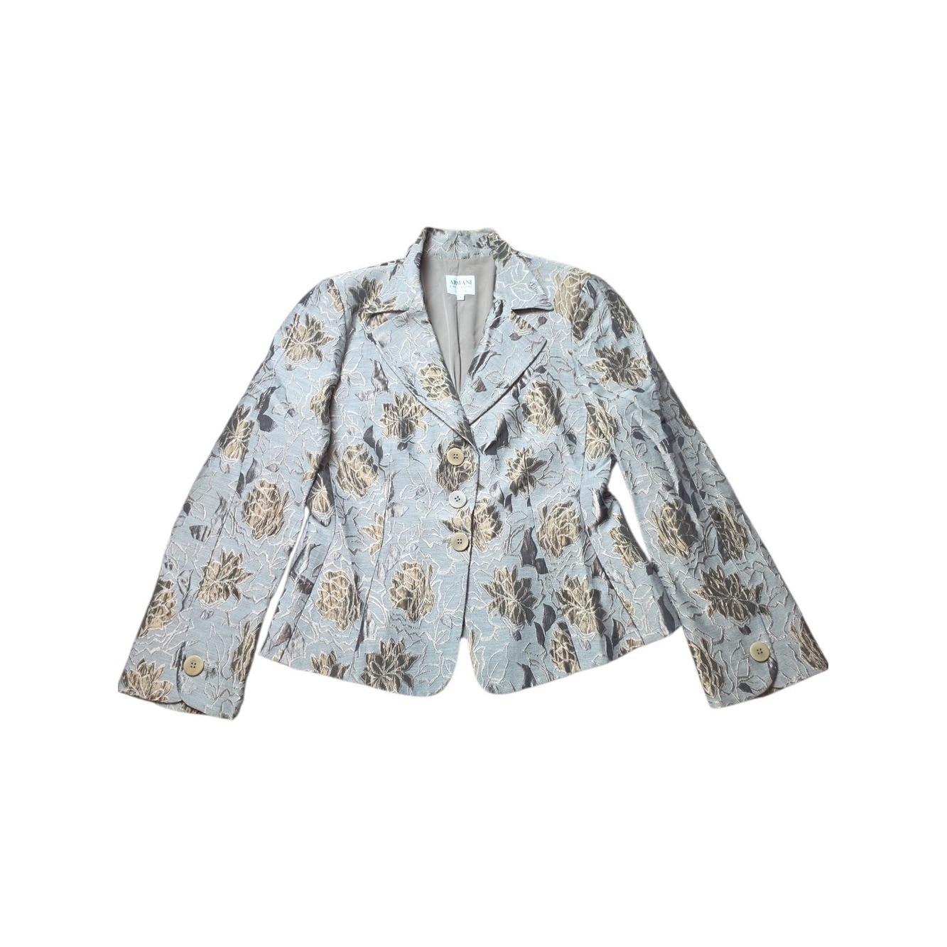 ARMANI COLLEZIONI | Metallic Floral Brocade Italy Structured Blazer Jacket | 14