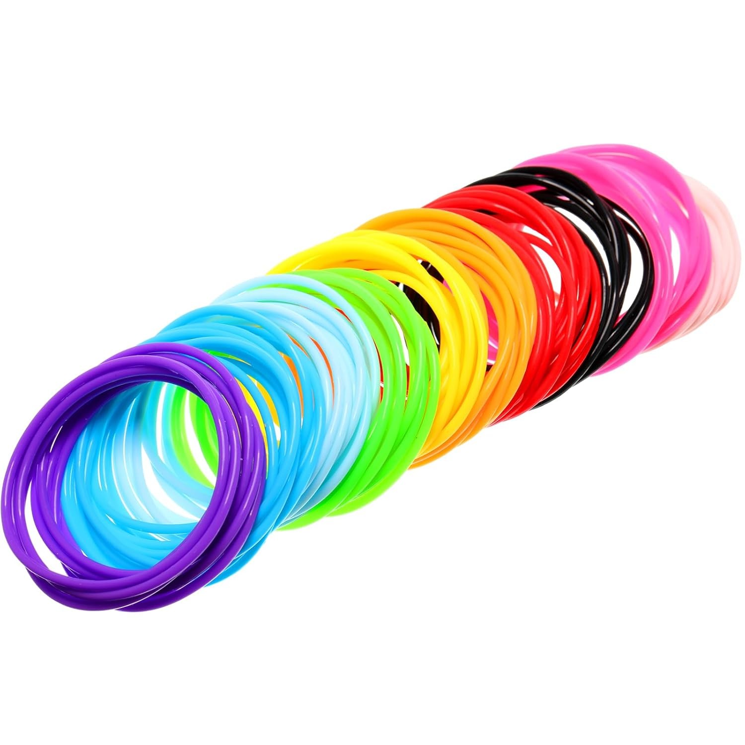 Hotop 100 Pcs 80s Multicolor Silicone Jelly Rubber Bracelets Hair Ties…