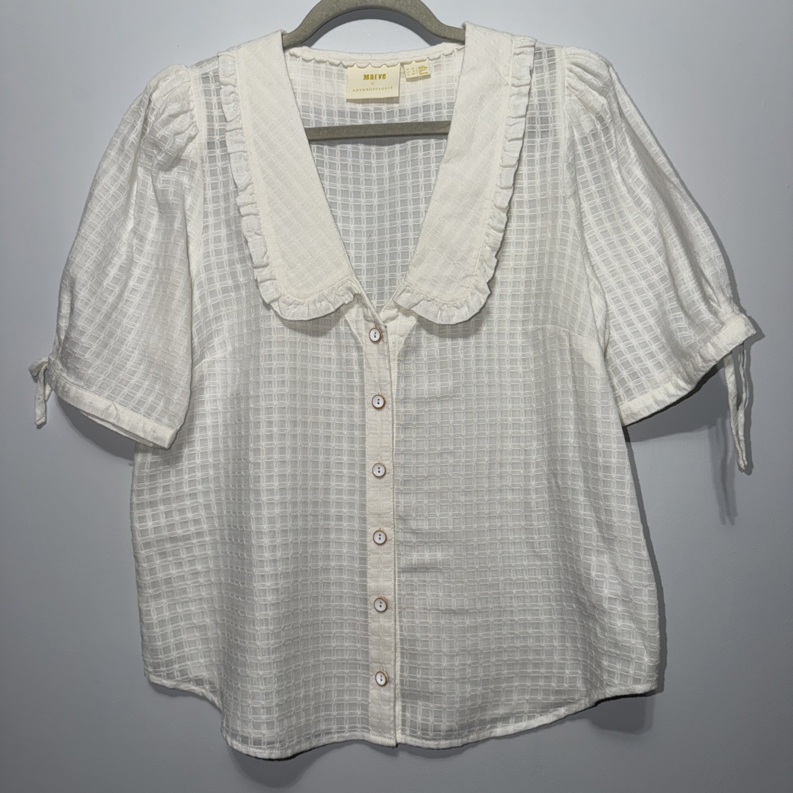 Anthropologie Maeve Roswell Collared Blouse White Women’s 8