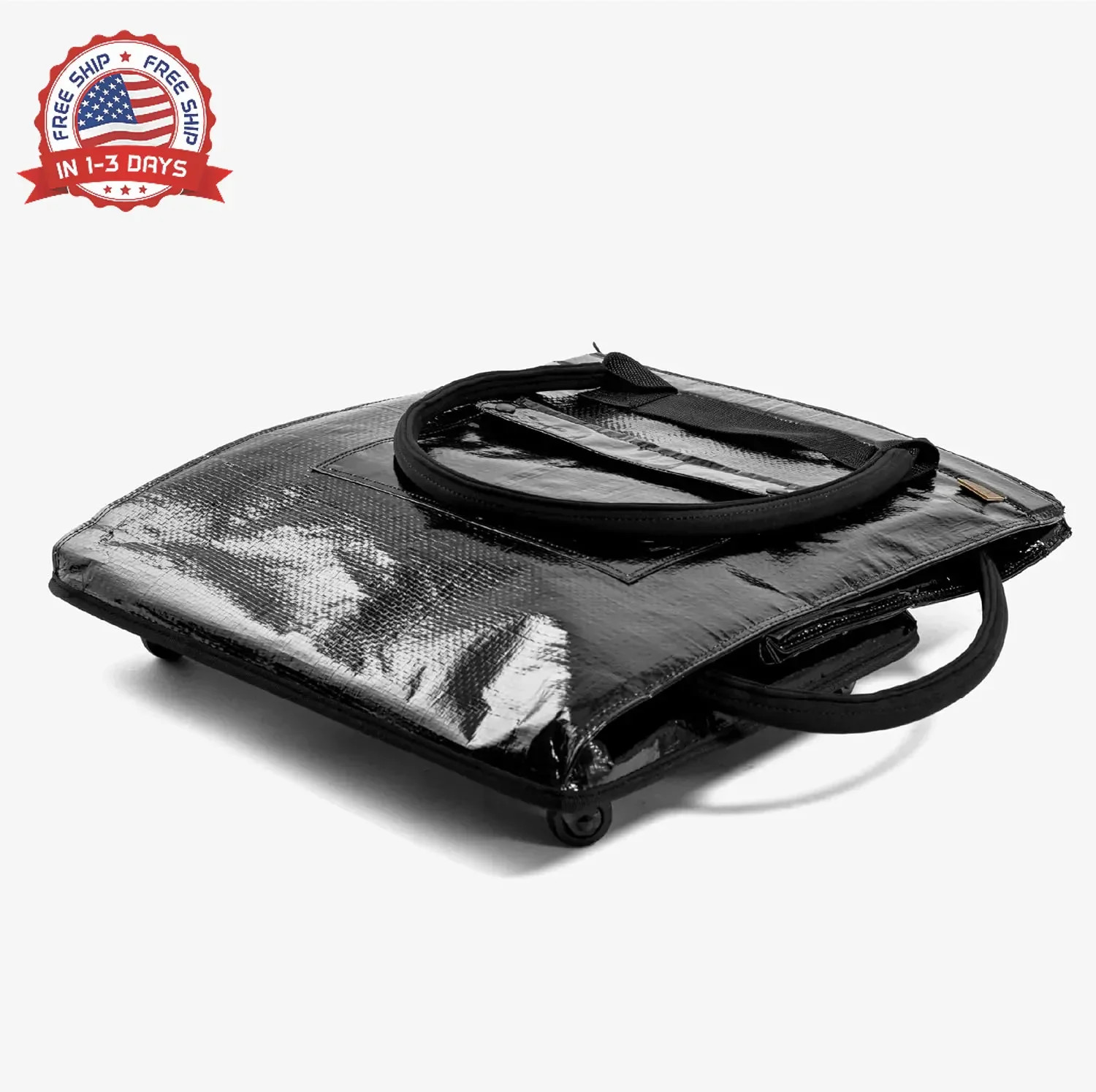 90L Collapsible Rolling Tote Bag Heavy-Duty Waterproof for Groceries Laundry
