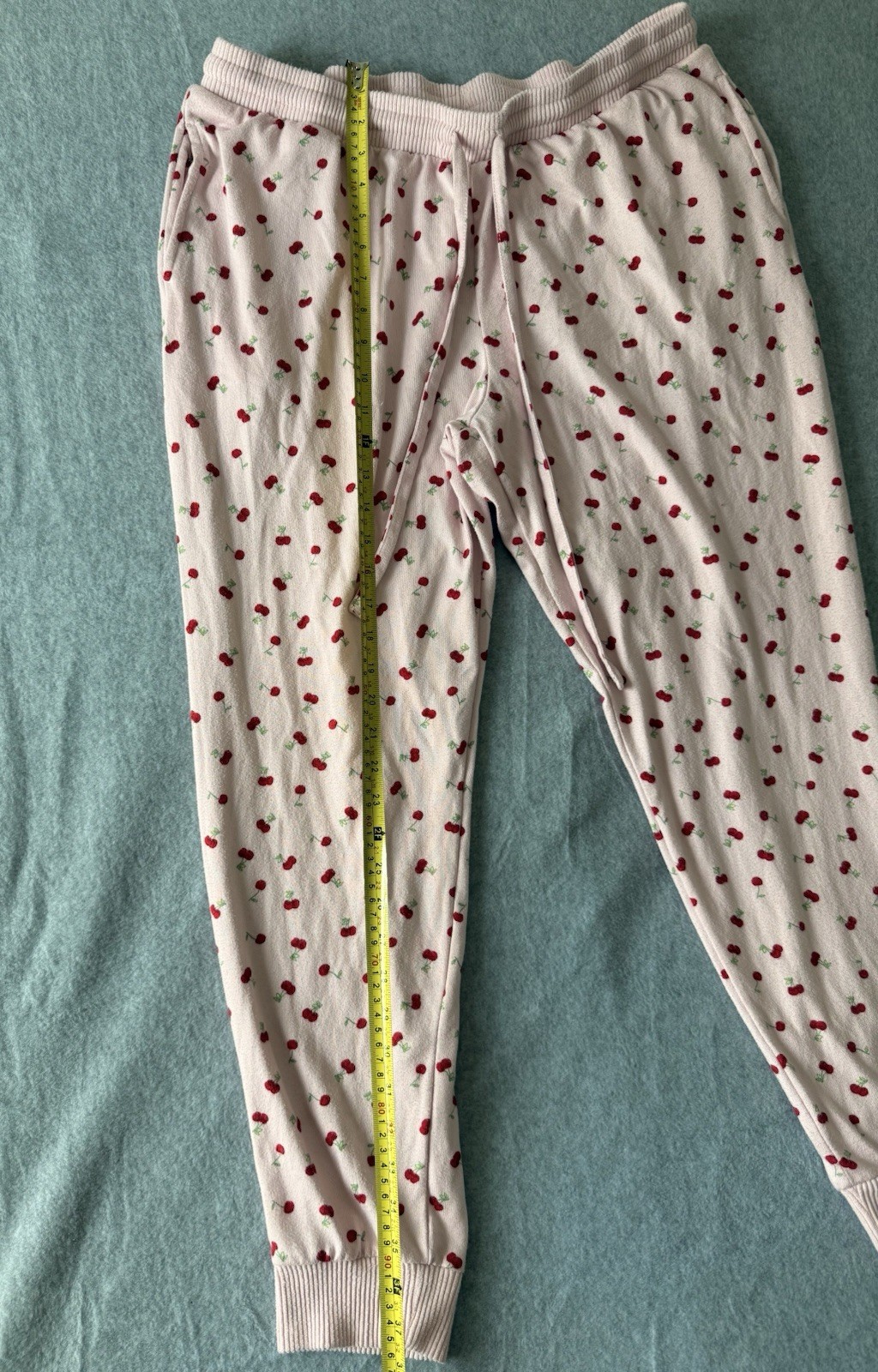 Joyspun Girls XL (16-18) Pink Cherry Print Jogger Lounge Pants Pockets