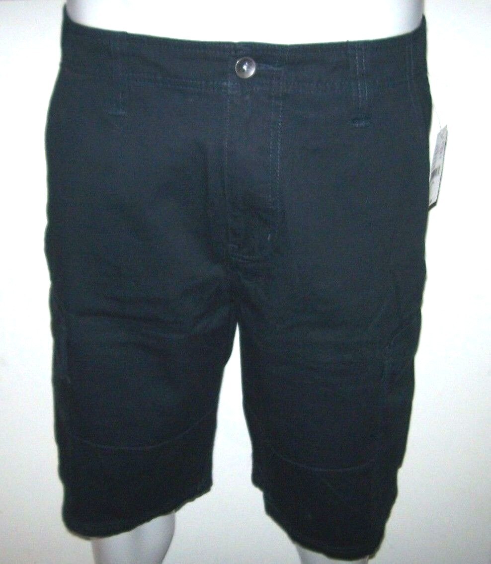 New Hurley sz 31 solid black khaki long cargo shorts skate black Commander