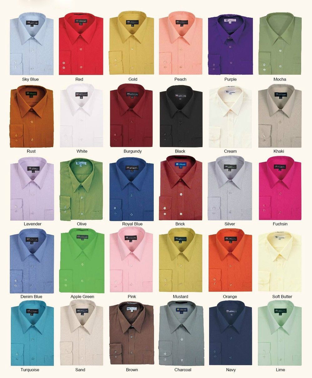 Men’s Basic Dress Shirt 20 Unique Colors Size 15 1/2~20 1/2