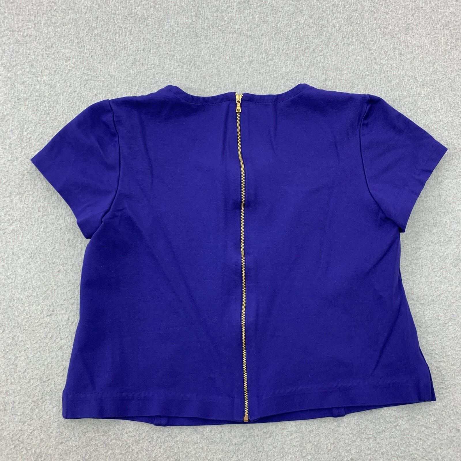 Trina Turk Top Womens Size 12 Blue Stretch Crop Zipper Closure