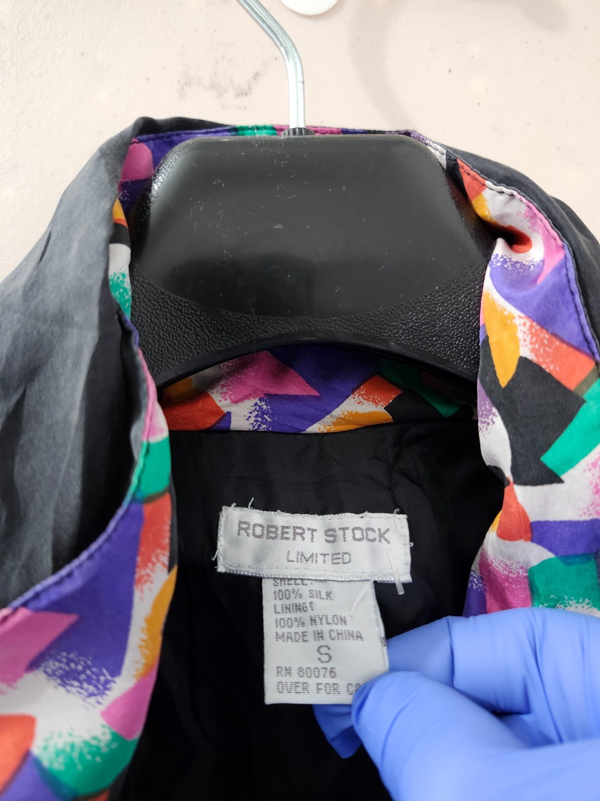 Robert Stock Limited Jacket Mens S Zip Windbreaker Silk Colorblock Wrapround VTG
