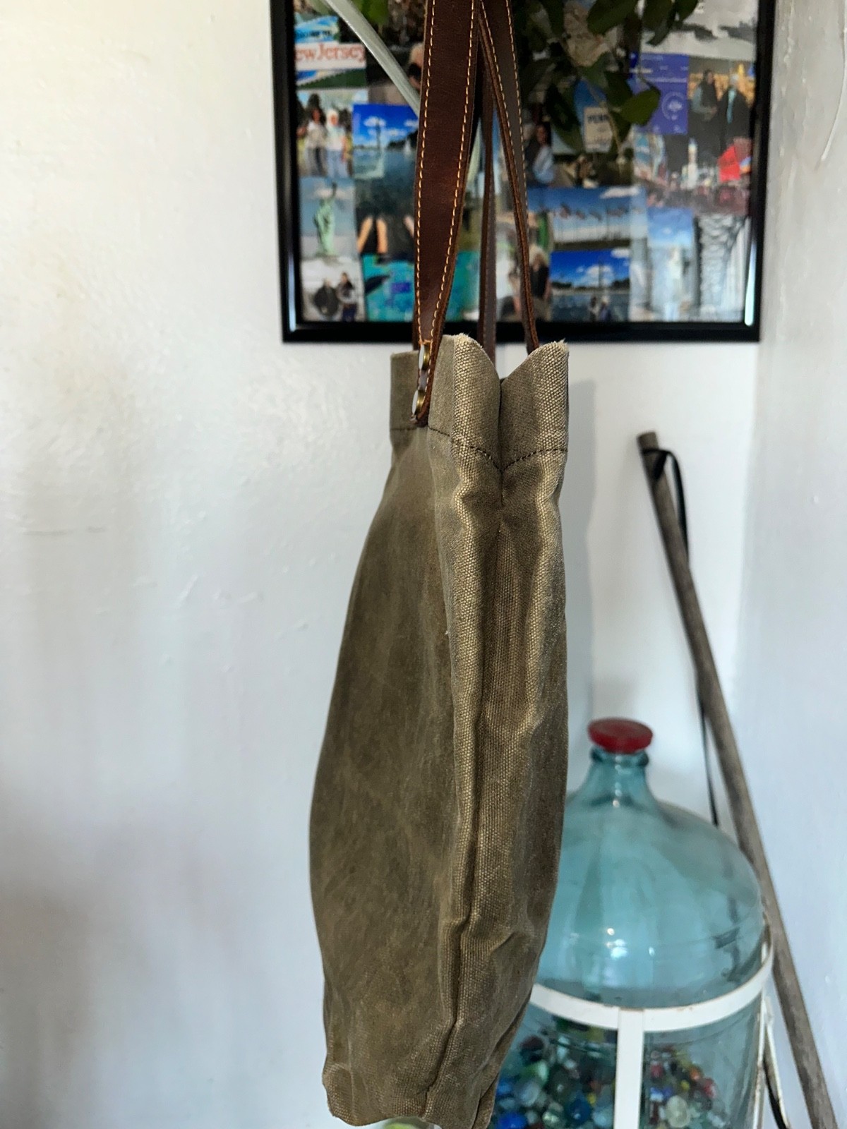Canvas Tote Heavy Waterproof Green Lg Mint
