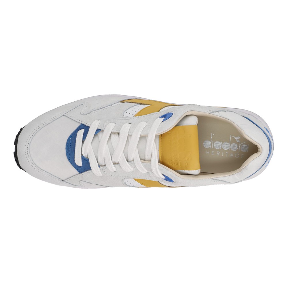 diadora Eclipse Italia Perforated Lace Up Mens White Sneakers Casual Shoes 1771