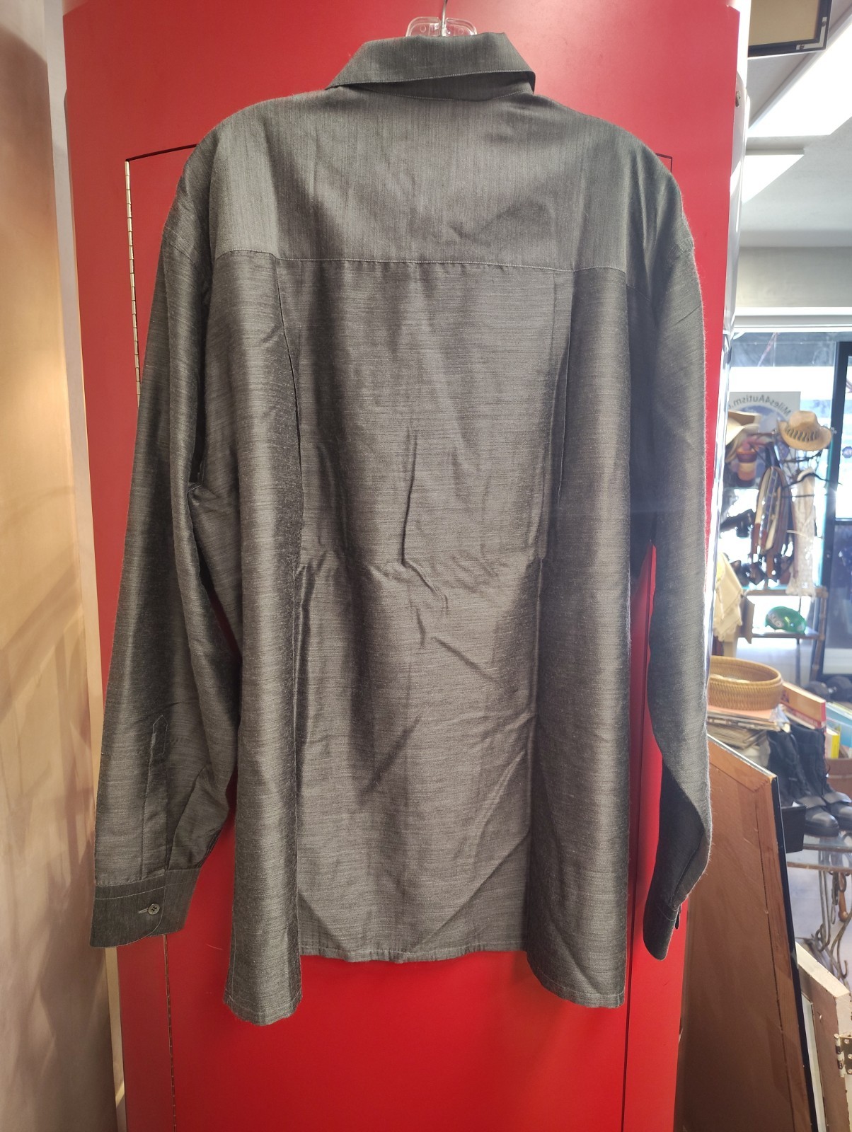 Rare Sulka Shirt Mens L Flawed, Silver Titanium, Silk/Cashmere