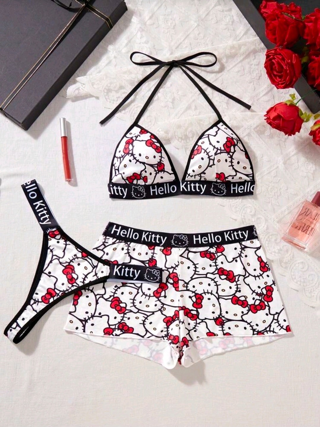 Women’s 3 Pcs Hello Kitty Lingerie Set #19