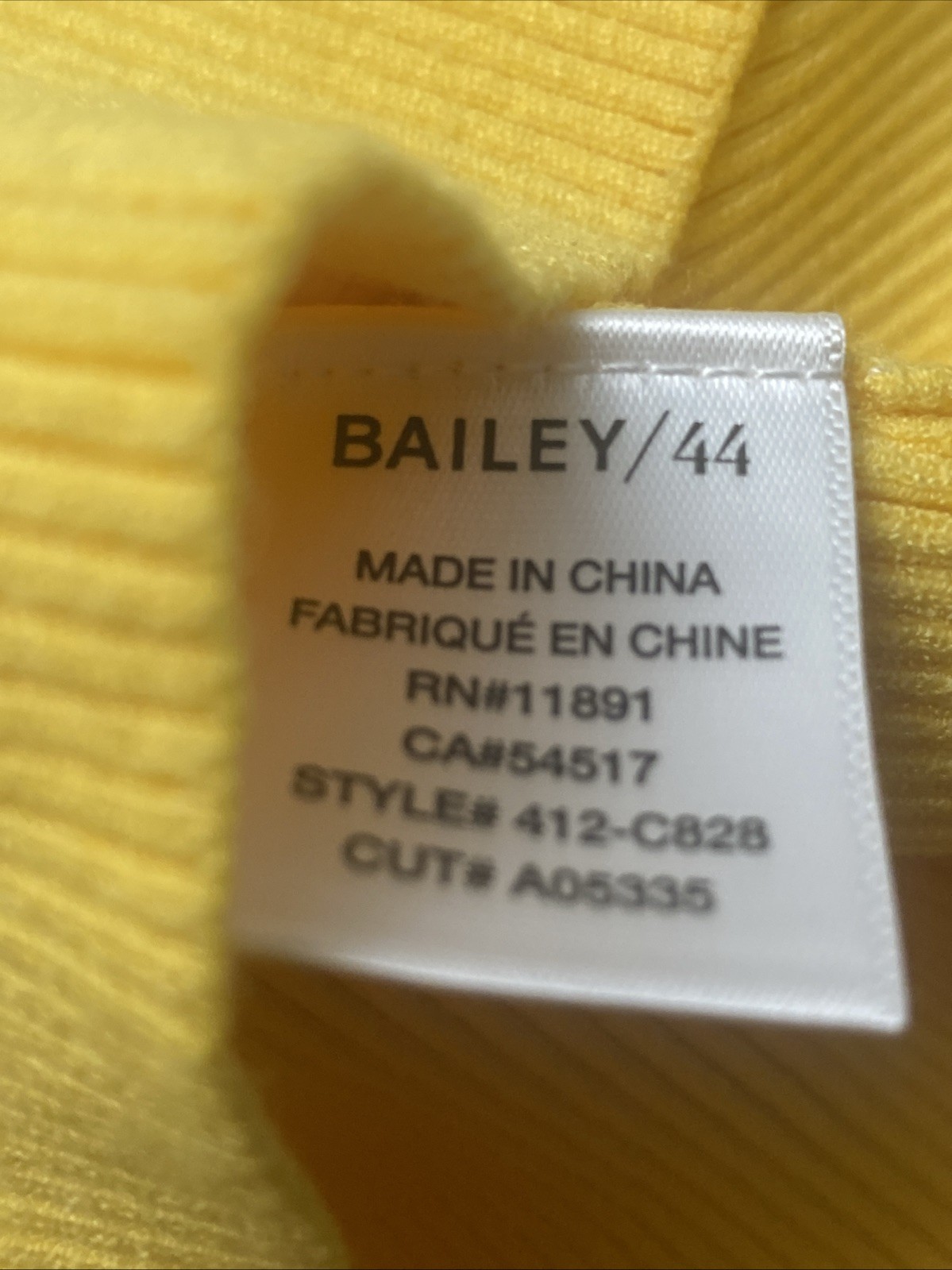 Nordstroms Bailey/44 Off Shoulder Ribbed Knit Top Shirt Yellow Size Small $178