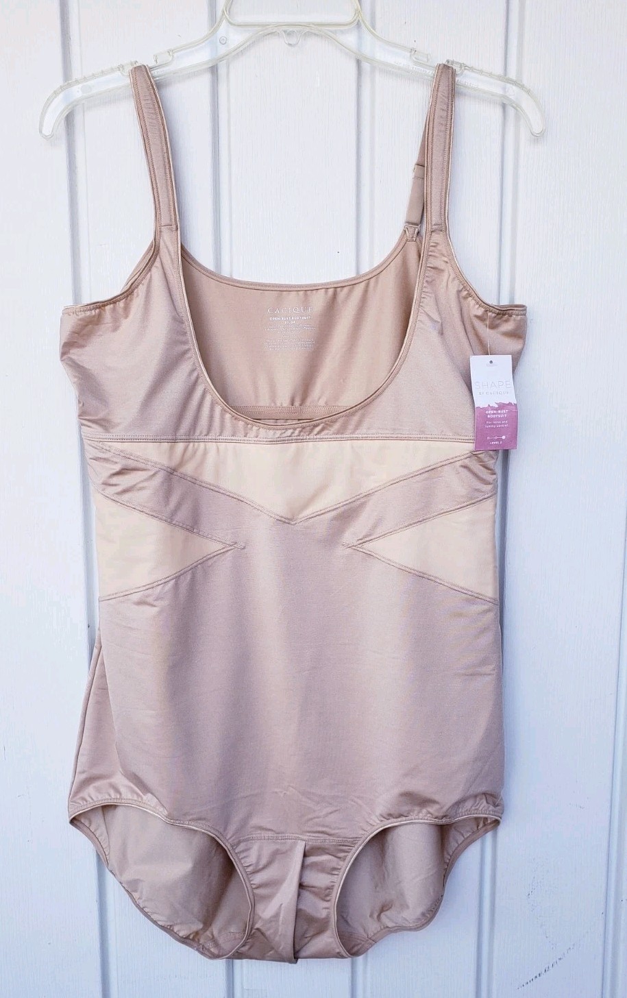 Cacique Open Bust Bodysuit Max Contouring Shapewear Size 22/24 Beige NEW