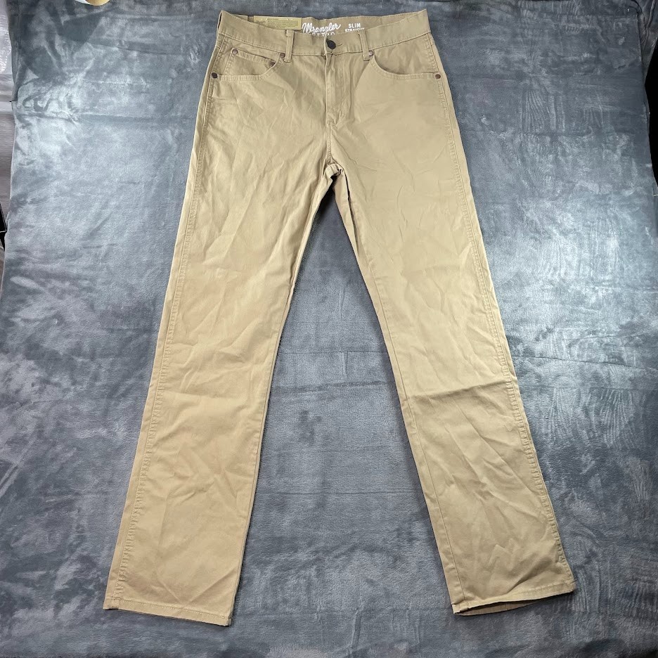 Wrangler Retro Slim Straight Pants Mens 32×34 Fawn NWT 5-Pocket Cowboy Western