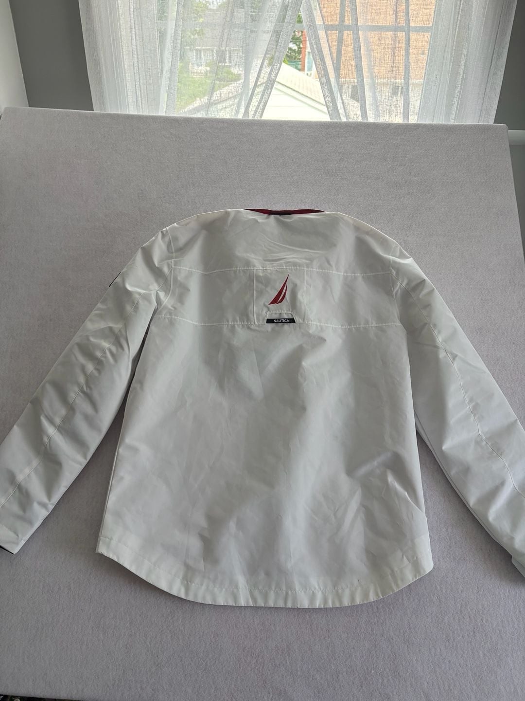 Nautica Full Zip Hidden Hood White Sailing Lined Jacket 208003174 Men Large