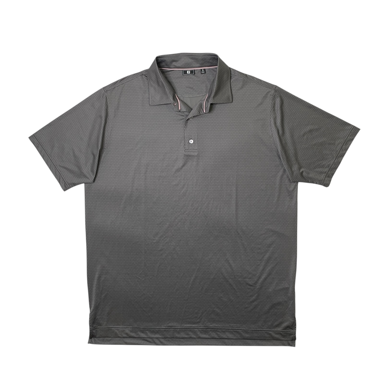 FJ FootJoy Shirt Mens XL Extra Large Graphite 3-Button Placket Droptail Hem Polo