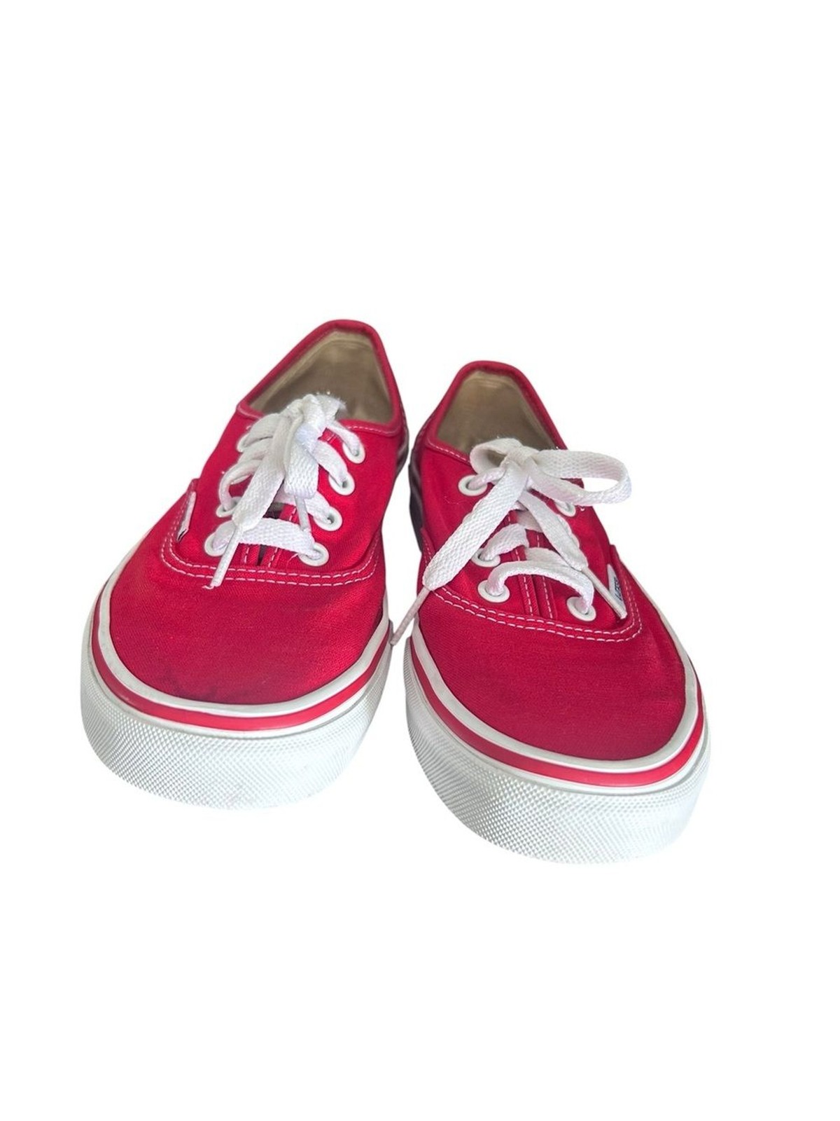 Vans Authentic Canvas Lace-Up Sneakers – Red & White Size Men 5.5 Women 7