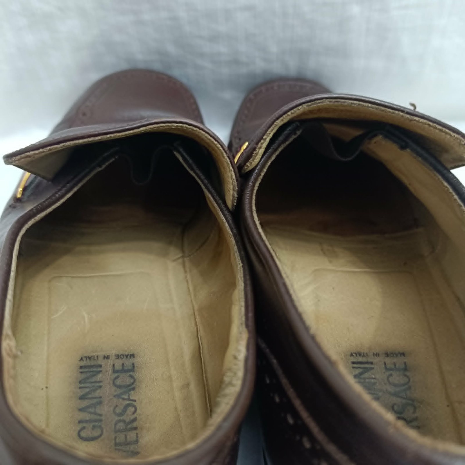 Gianni Versace Shoe Vintage Men Leather Medusa Logo Brown Loafers Sz 43 EU 10 US