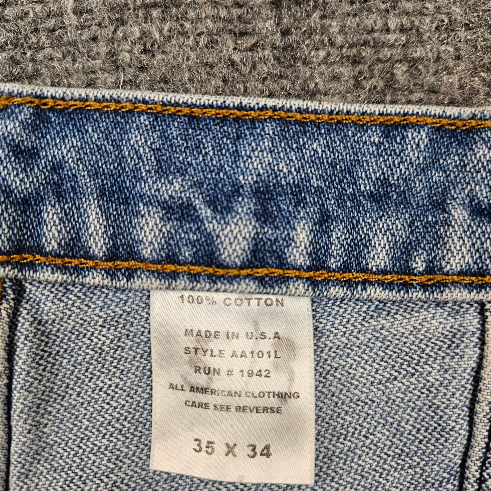 All American Clothing Co Mens Straight Leg Jeans Blue Cotton Made in USA