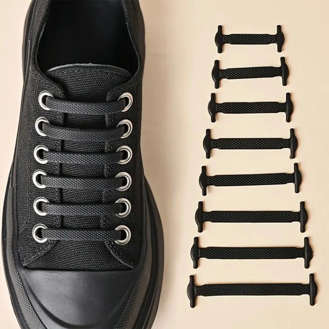 16pcs Elastic No Tie Shoelaces Silicone Stretch Rubber Bands Unisex Sneakers
