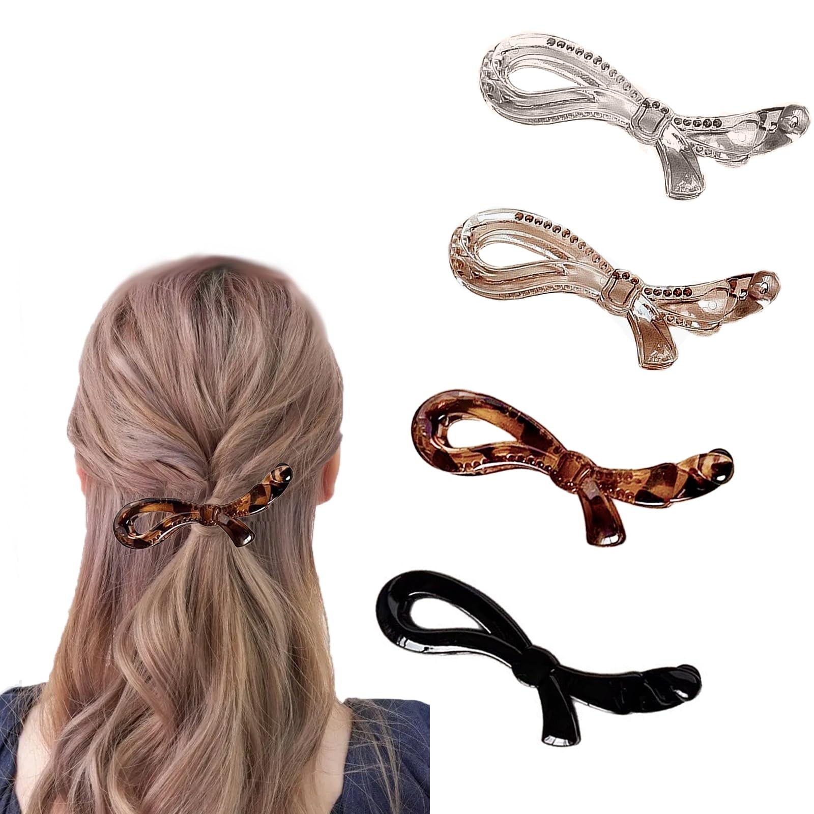 Banana Clips Flat Hair for Women,Medium 1 Count (Pack of 4), 4 color