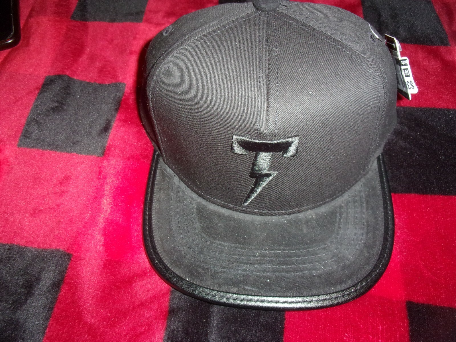 Choice Tackma Strapback Hat Blue or Green Suede Visor Brim Bolt SNA Cap (B231)