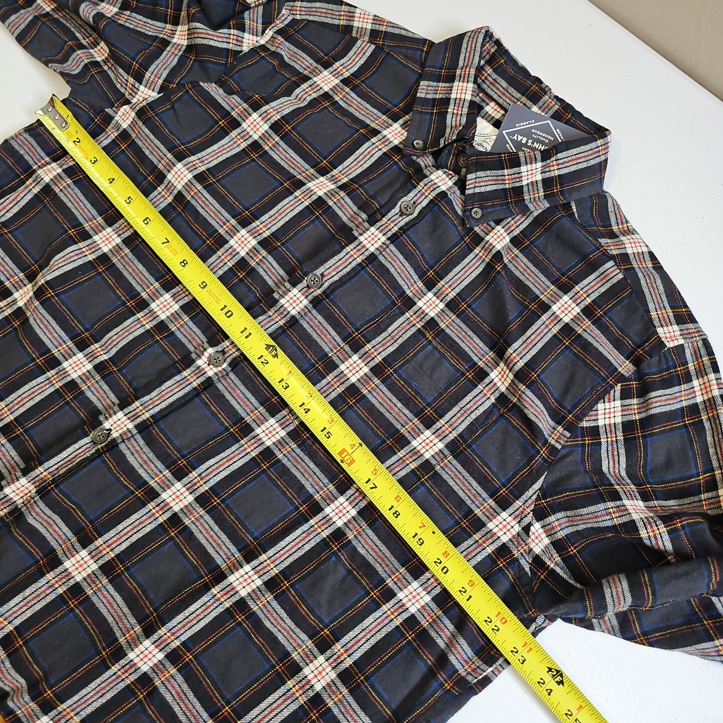 NEW NWT St. Johns Bay Flannel Long L Sleeve Dark Gray Multi-colored Plaid Shirt