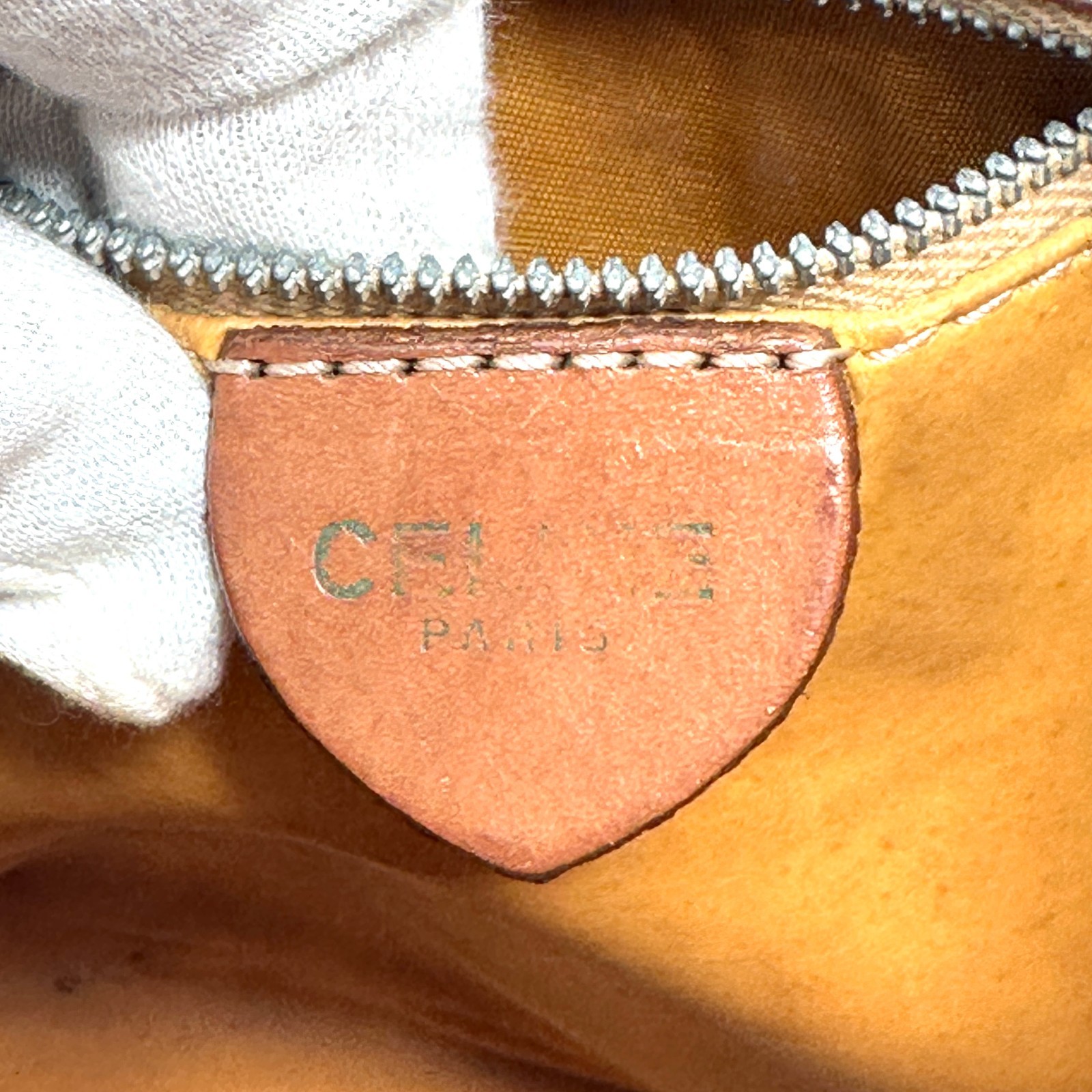 Vintage CELINE Macadam Drawstring Bucket One Shoulder Bag PVC Leather Brown