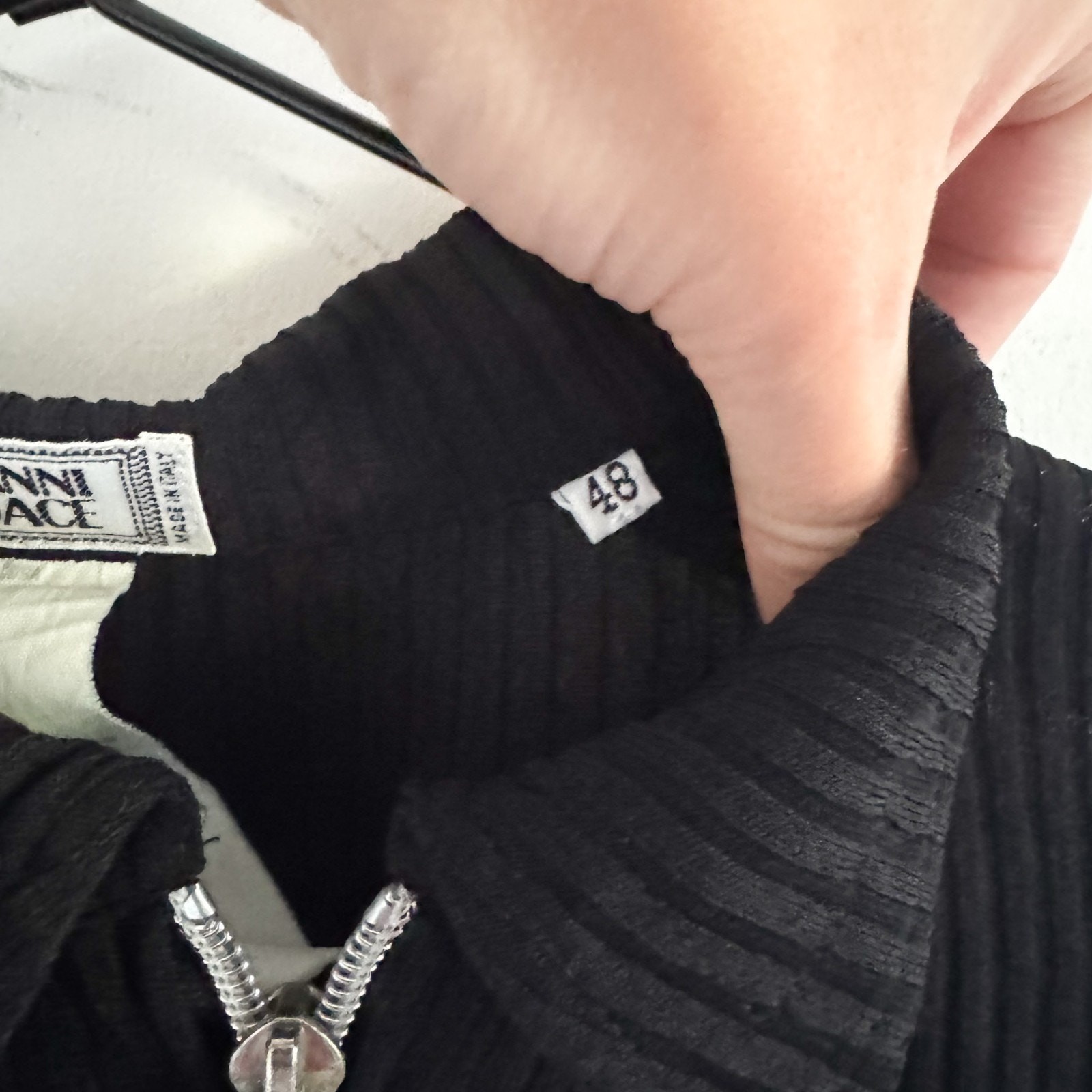 Gianni Versace Vintage Black Semi Sheer Zip Top EU 48