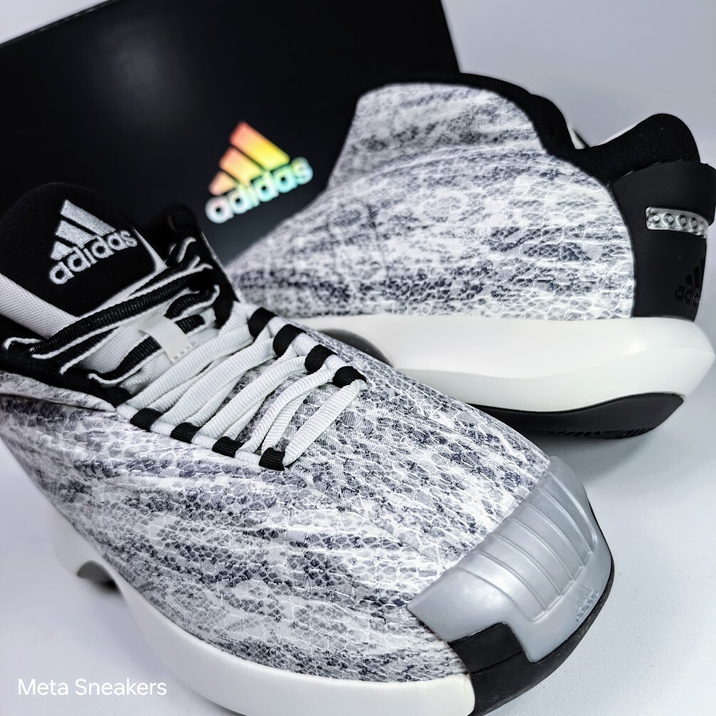 Adidas US 11.5 Men’s White Black Silver Snakeskin Rare Retro Crazy 1 GY2405 NIB