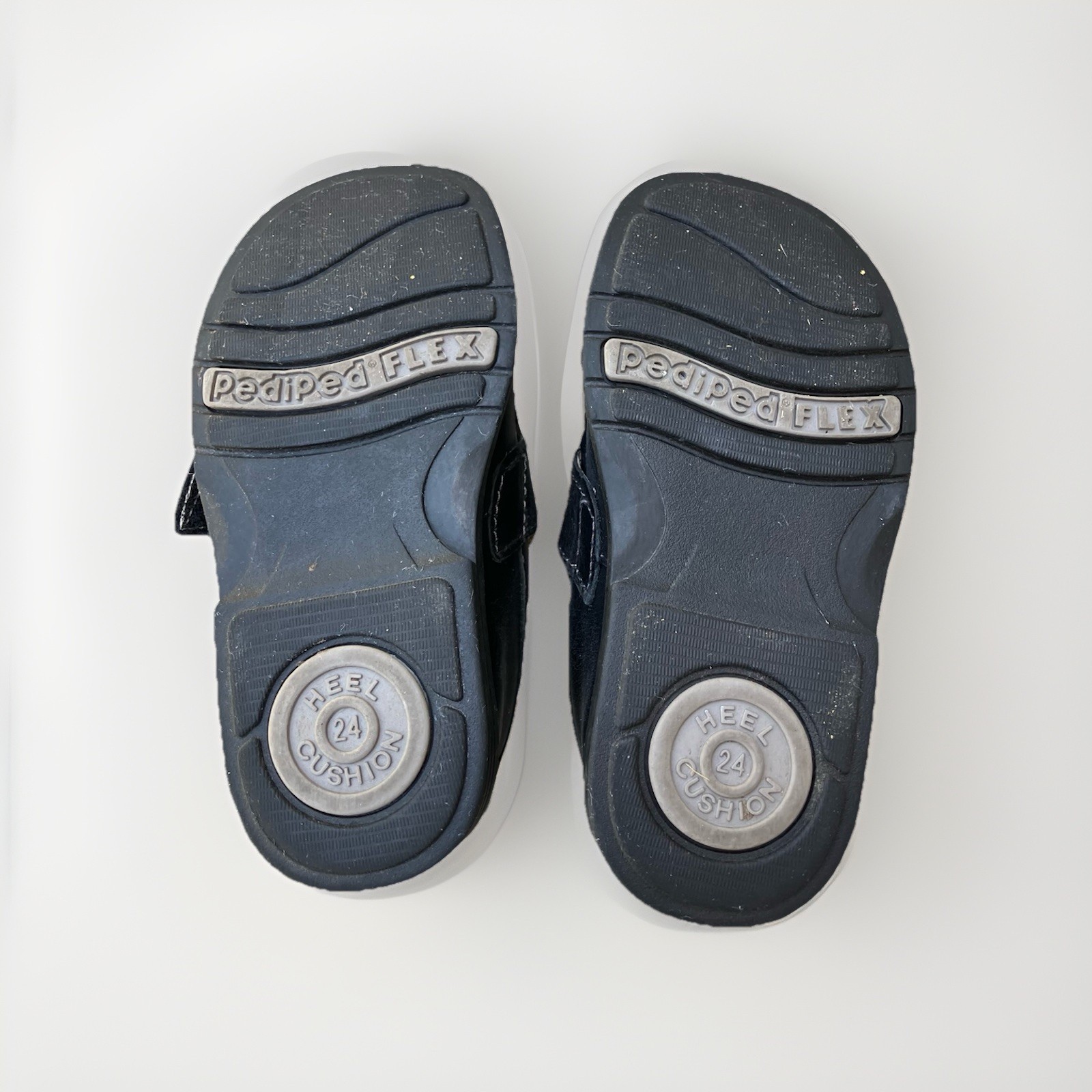 pediped Flex Black Leather Hook & Loop Loafers, Boy Kids EU 24 US 8