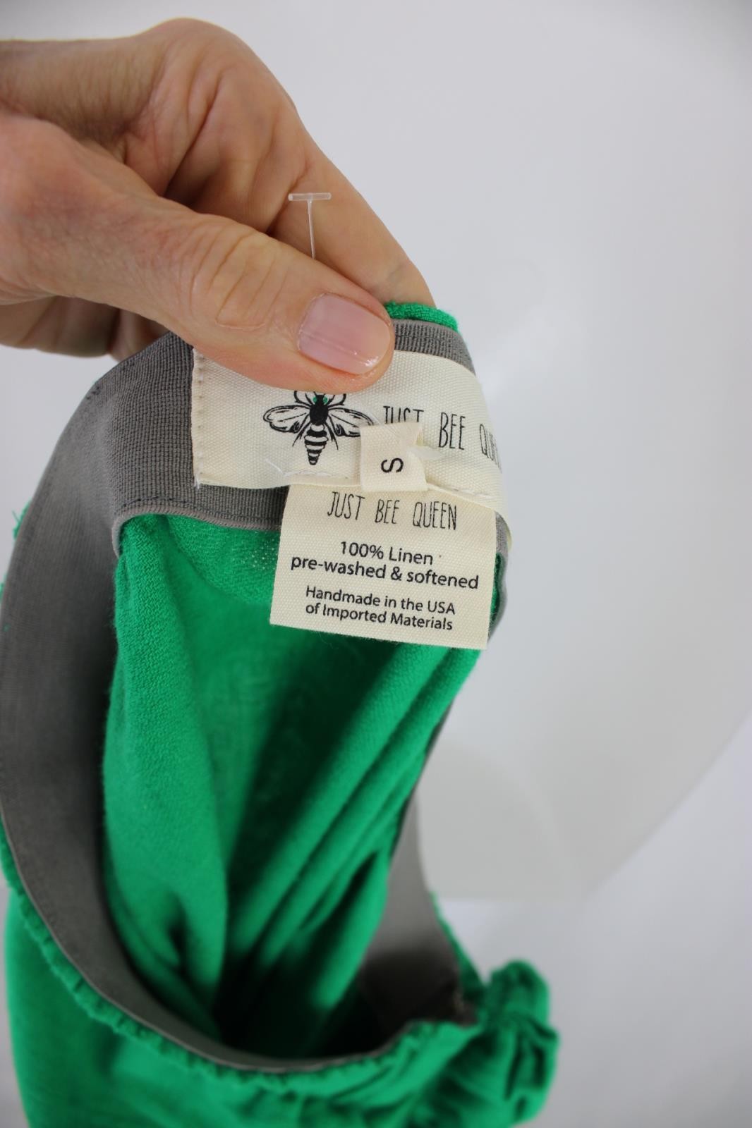 Just Bee Queen Women’s Green 100% Linen Pleated Tasseled Tulum Skirt Size Small