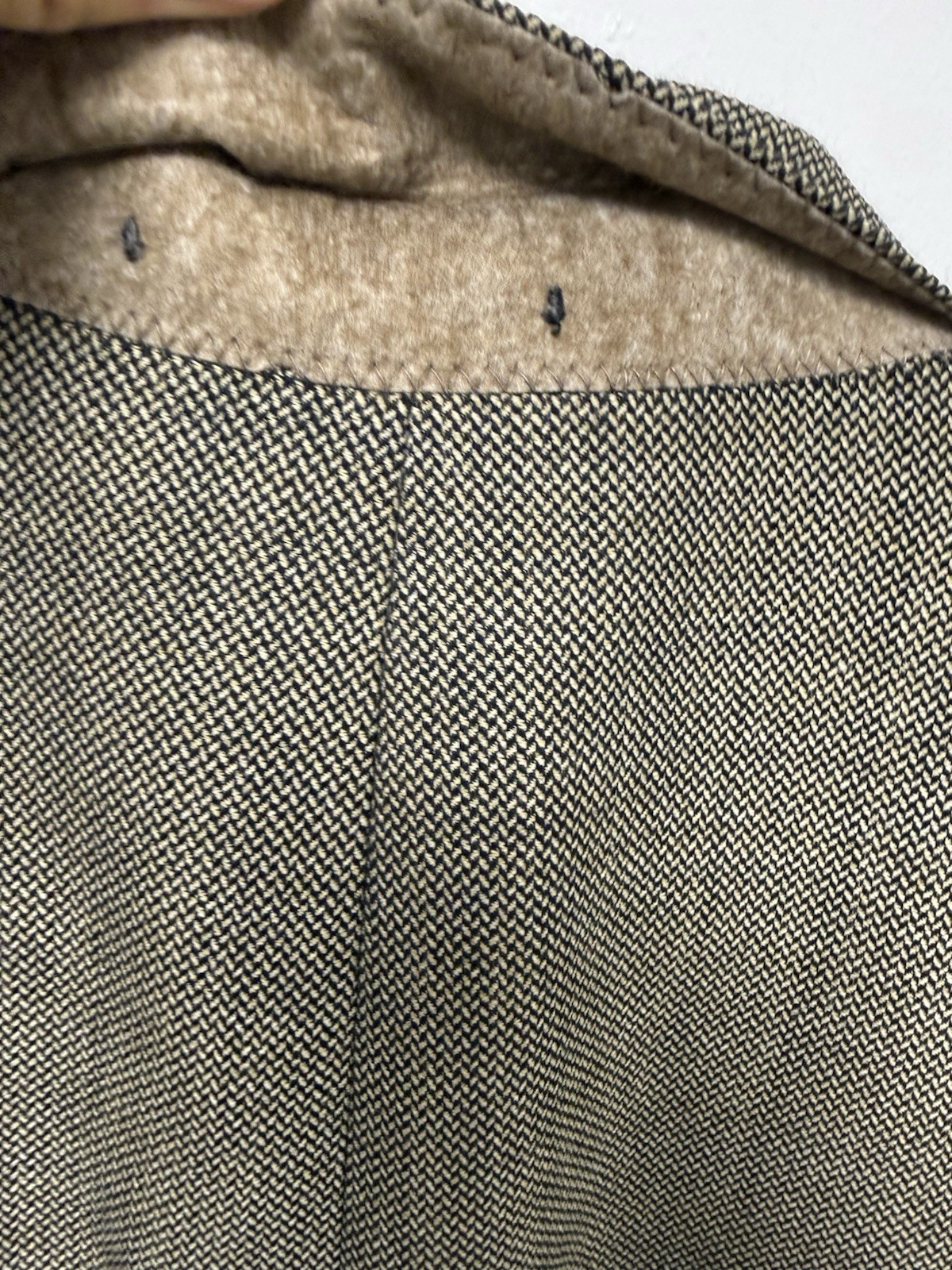 Ralph Lauren Beige/Black Herringbone Tweed Wool 2-Piece Suit 44R Classic