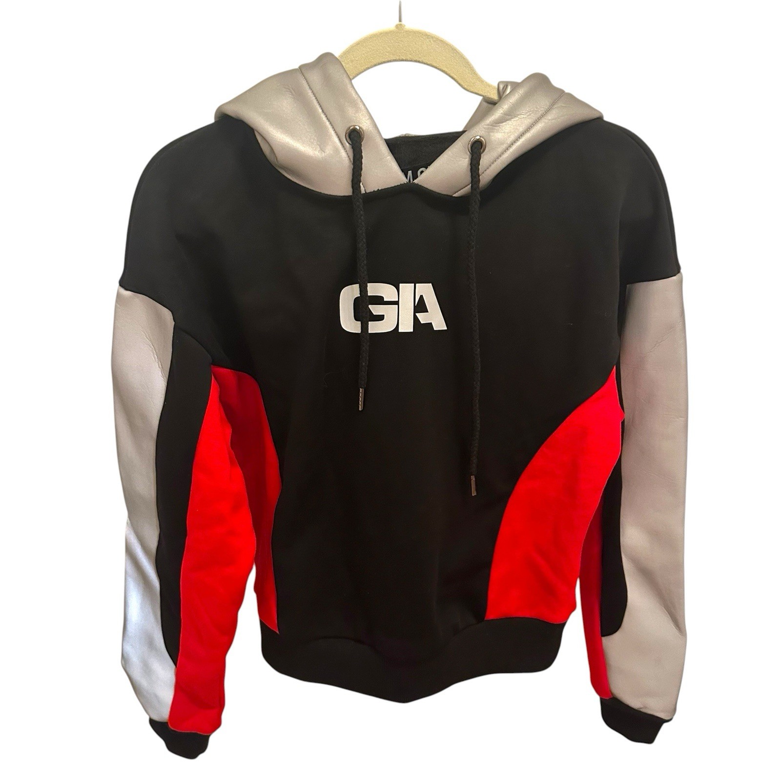 I AM GIA Red Black Silver Reflective Colorblock Hoodie Sweats Set Size XS NWT