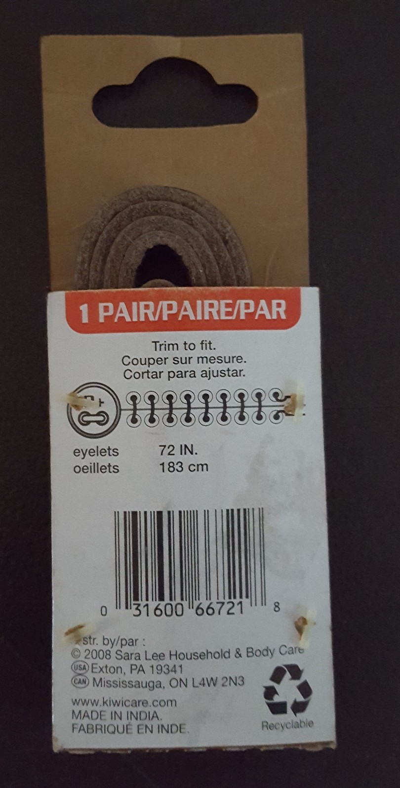 Kiwi Outdoor Boot Laces Leather Dark Brown 72 inch 9+ Eyelets One Pair