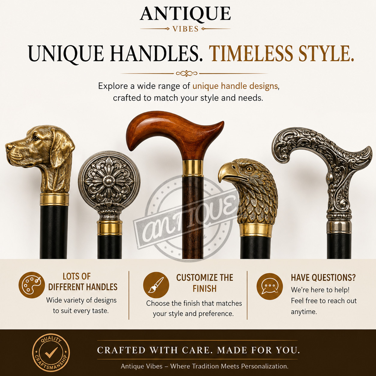 Derby Handle Shiny Brass For Walking Cane Stick Both Hand Supporter Gift Item