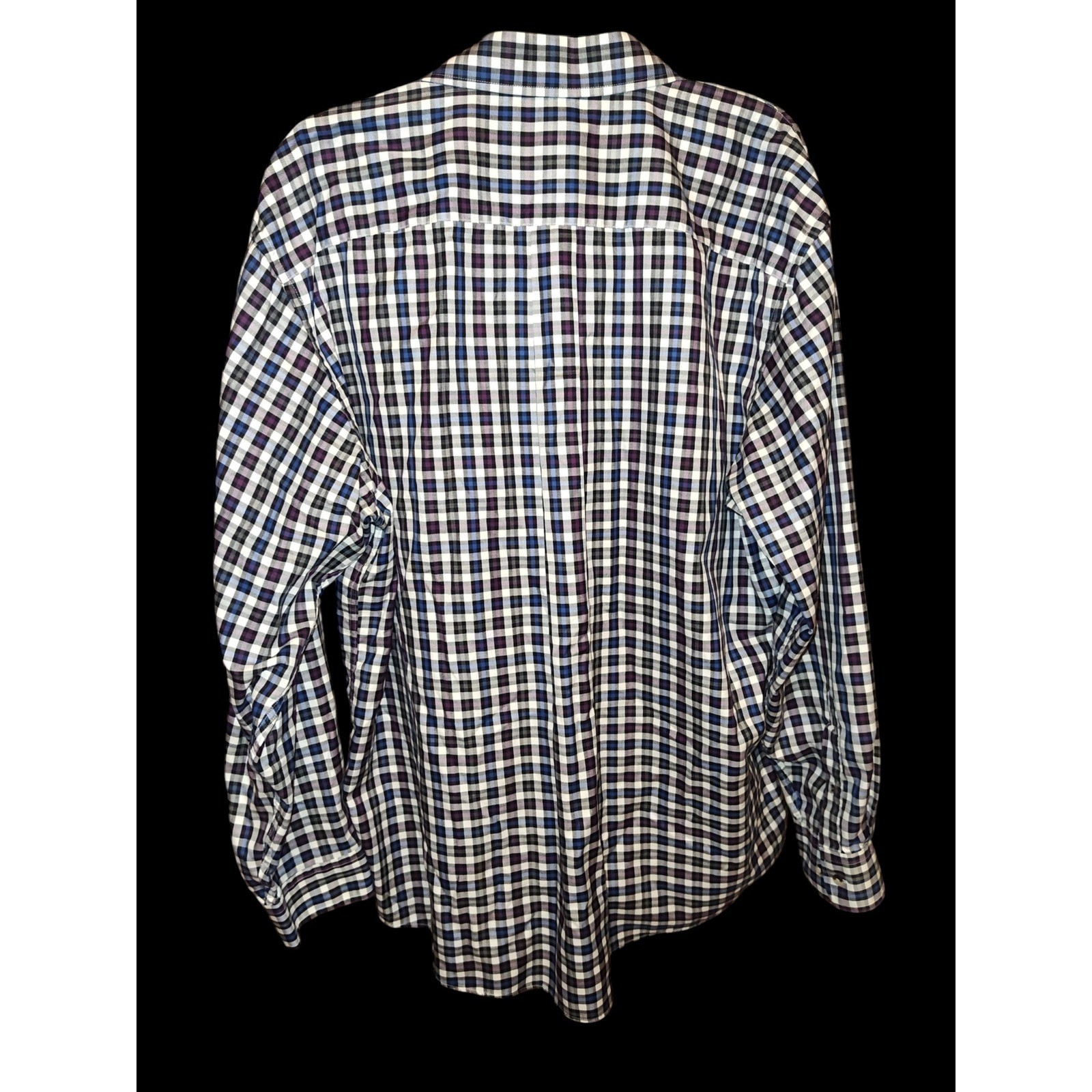 Mens Jos. A. Bank Traveler’s Collection Shirt XL Navy Purple Plaid Excellent L/S